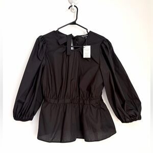 ⭐ 3 for $40 - Miss Selfridge - Black Puff Sleeve - Open Back - Size 10 - NWT